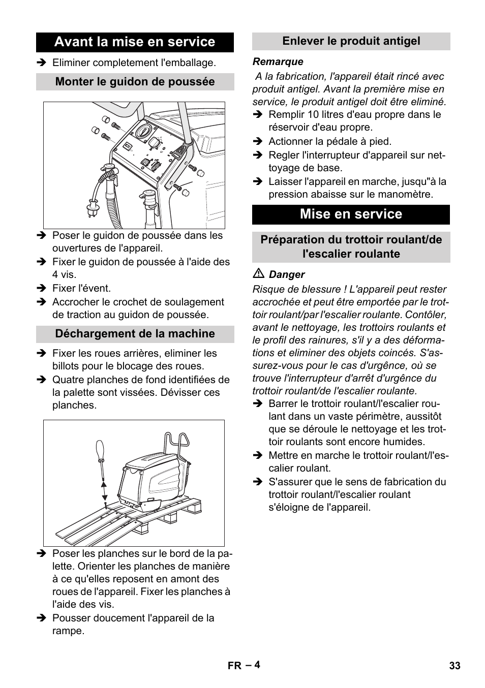 Avant la mise en service, Mise en service | Karcher BR 47-35 ESC EU User Manual | Page 33 / 276