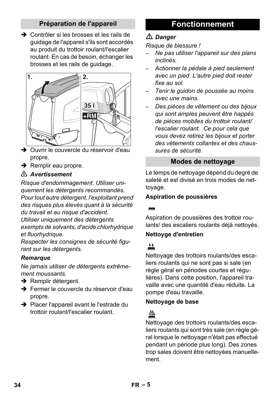 Fonctionnement | Karcher BR 47-35 ESC EU User Manual | Page 34 / 276