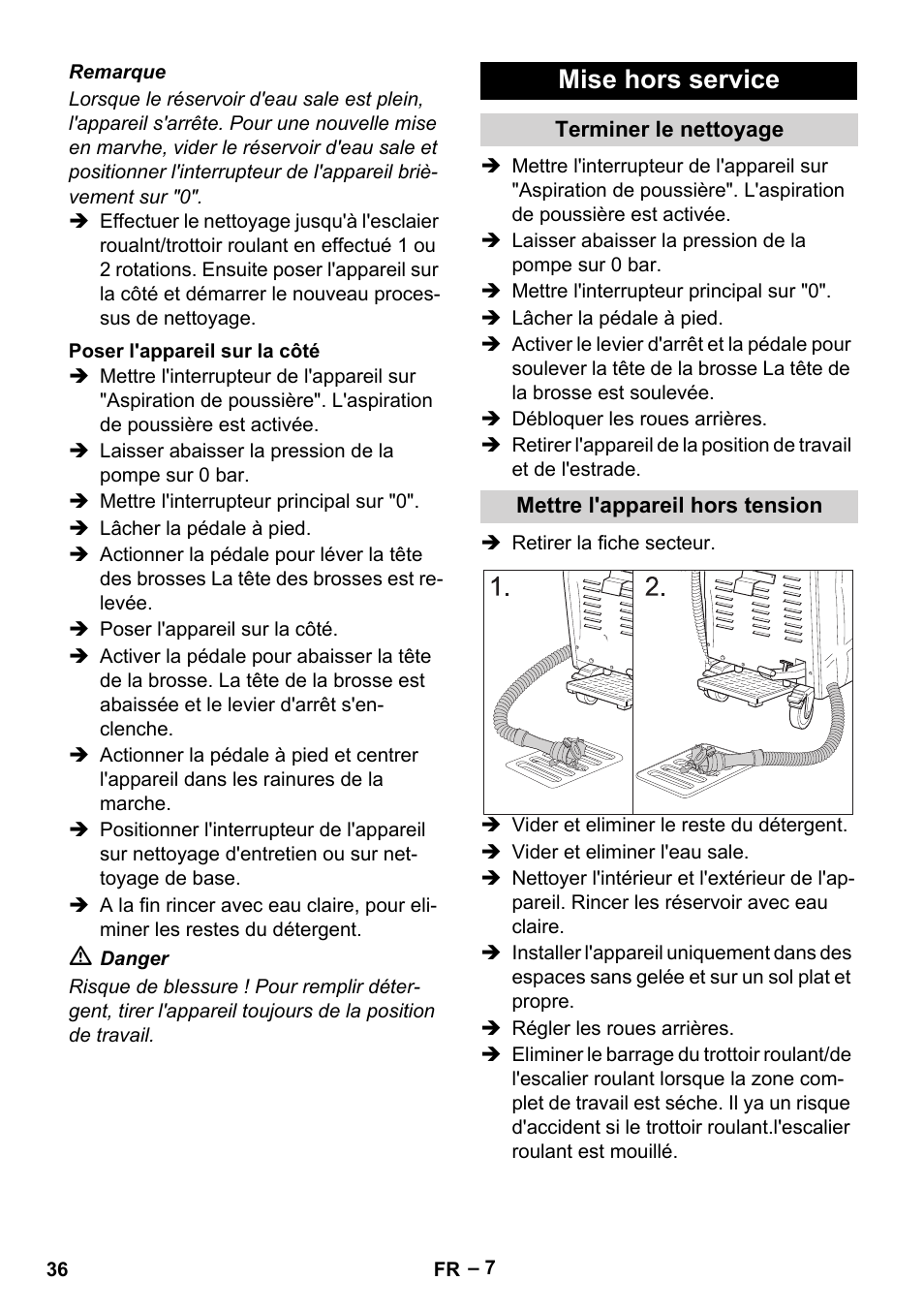 Mise hors service | Karcher BR 47-35 ESC EU User Manual | Page 36 / 276