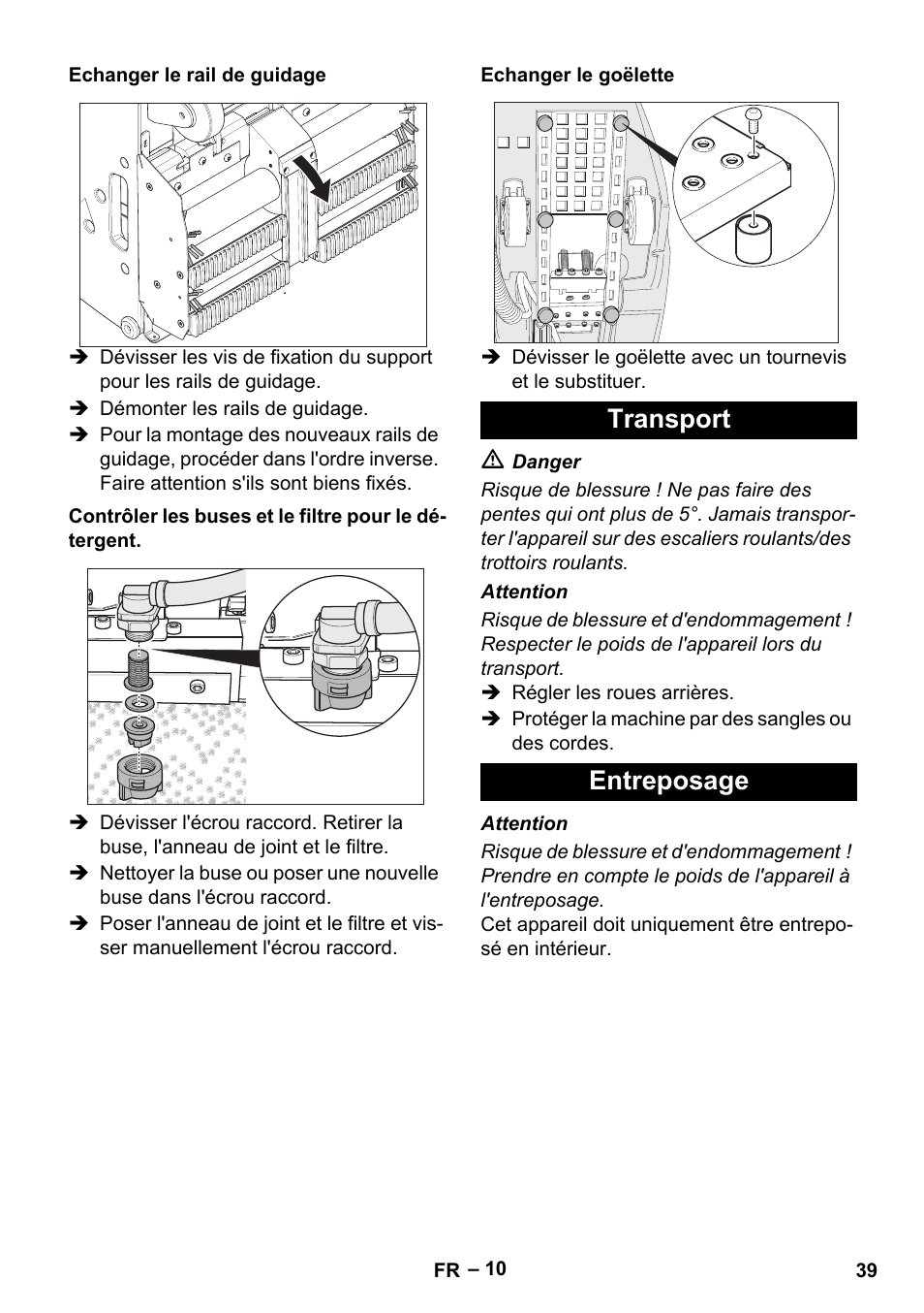 Transport entreposage | Karcher BR 47-35 ESC EU User Manual | Page 39 / 276