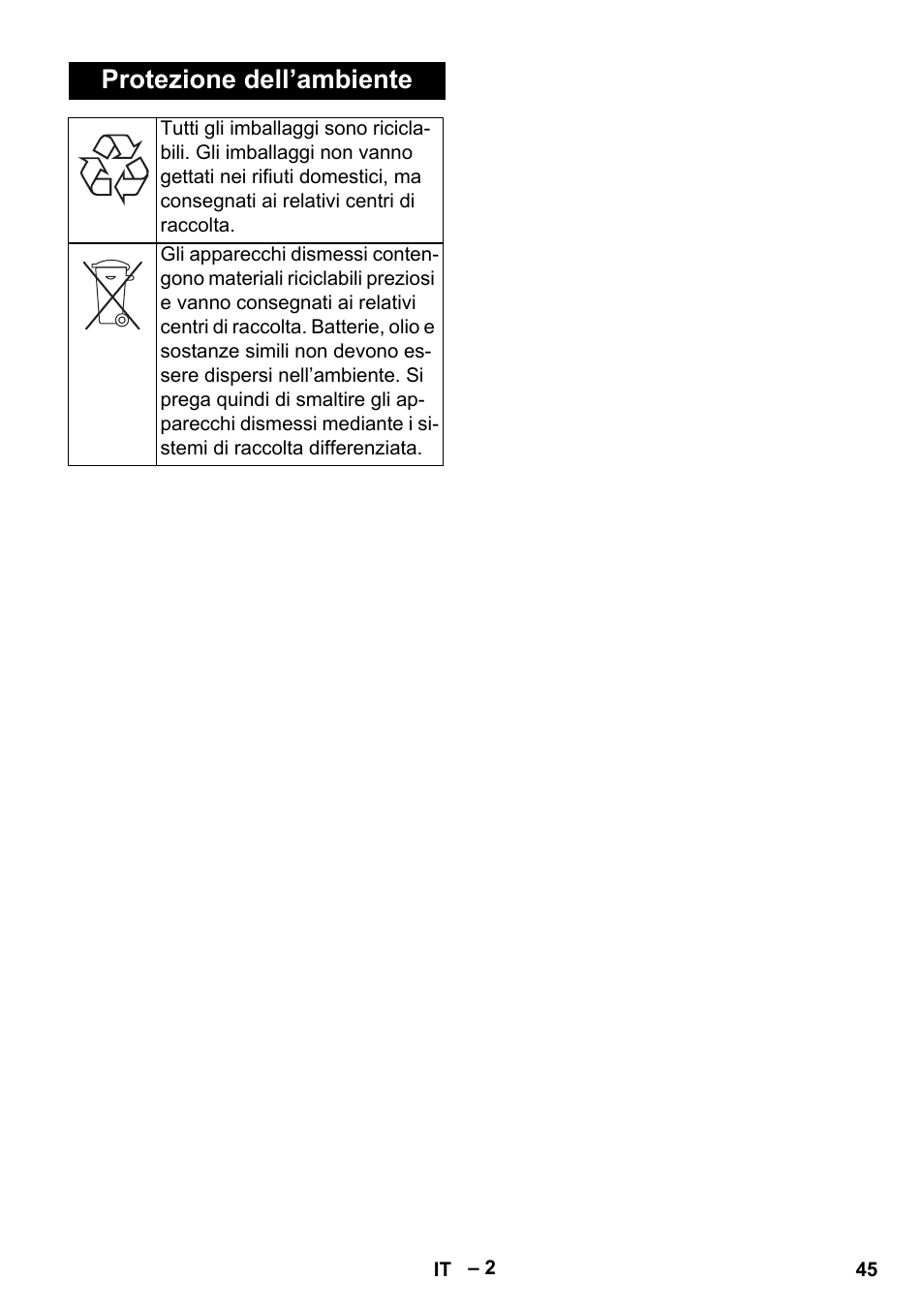 Protezione dell’ambiente | Karcher BR 47-35 ESC EU User Manual | Page 45 / 276