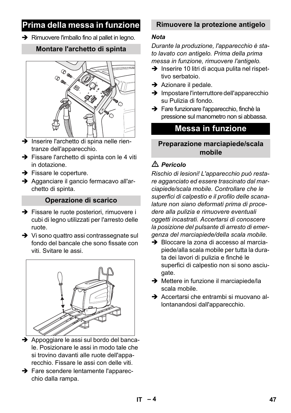 Prima della messa in funzione, Messa in funzione | Karcher BR 47-35 ESC EU User Manual | Page 47 / 276