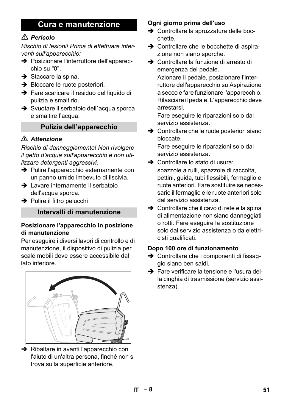 Cura e manutenzione | Karcher BR 47-35 ESC EU User Manual | Page 51 / 276