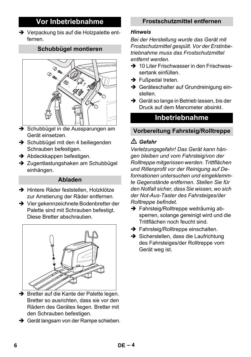 Vor inbetriebnahme, Inbetriebnahme | Karcher BR 47-35 ESC EU User Manual | Page 6 / 276