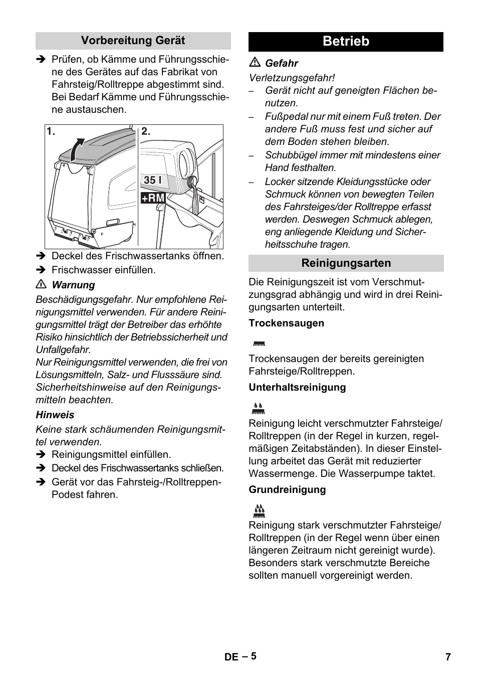 Betrieb | Karcher BR 47-35 ESC EU User Manual | Page 7 / 276