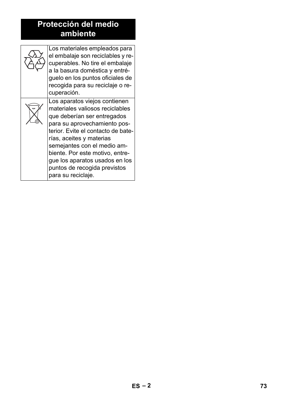 Protección del medio ambiente | Karcher BR 47-35 ESC EU User Manual | Page 73 / 276