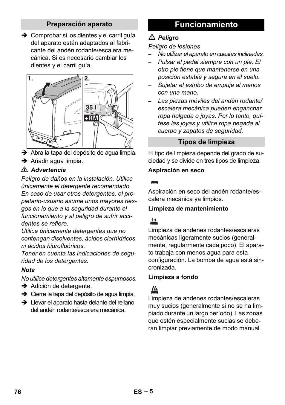 Funcionamiento | Karcher BR 47-35 ESC EU User Manual | Page 76 / 276