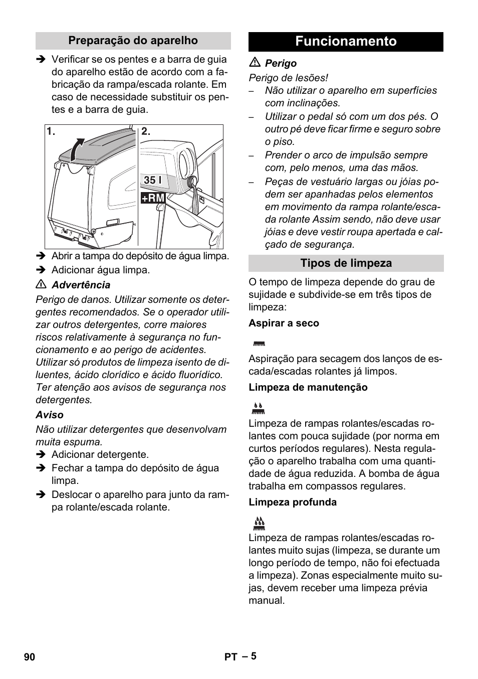 Funcionamento | Karcher BR 47-35 ESC EU User Manual | Page 90 / 276