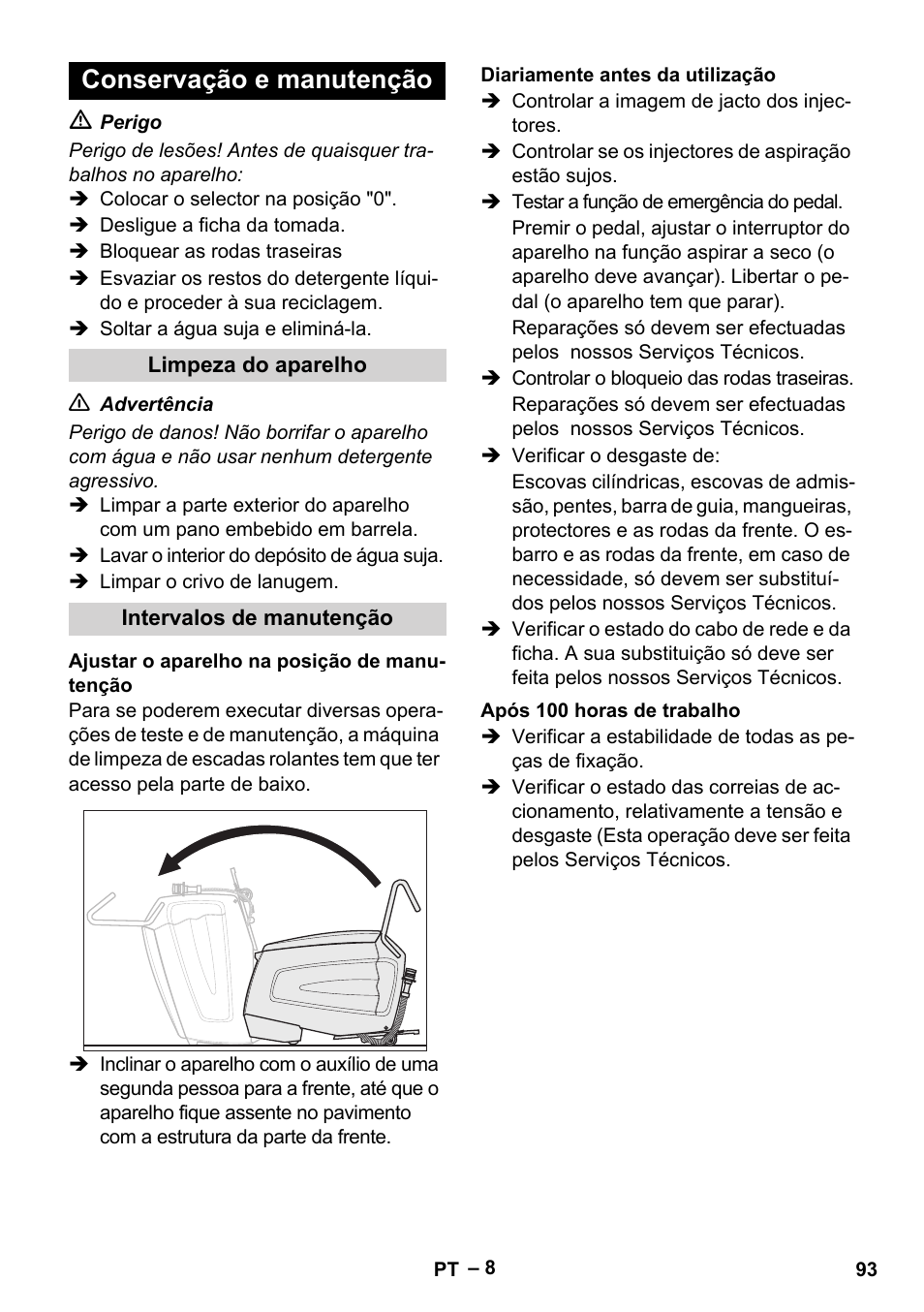 Conservação e manutenção | Karcher BR 47-35 ESC EU User Manual | Page 93 / 276