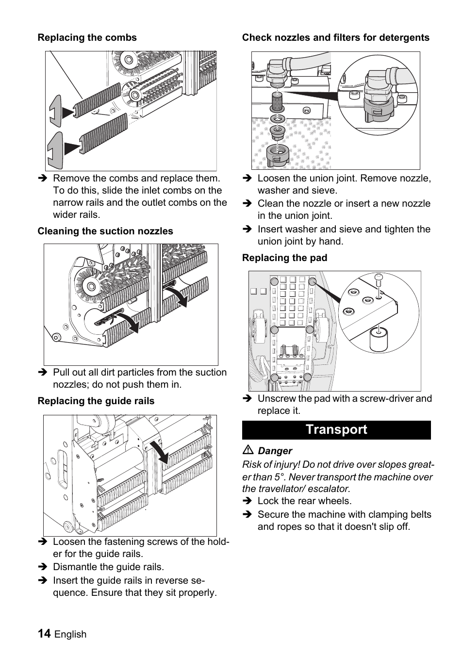 Transport | Karcher BR 47-35 ESC EU User Manual | Page 14 / 56