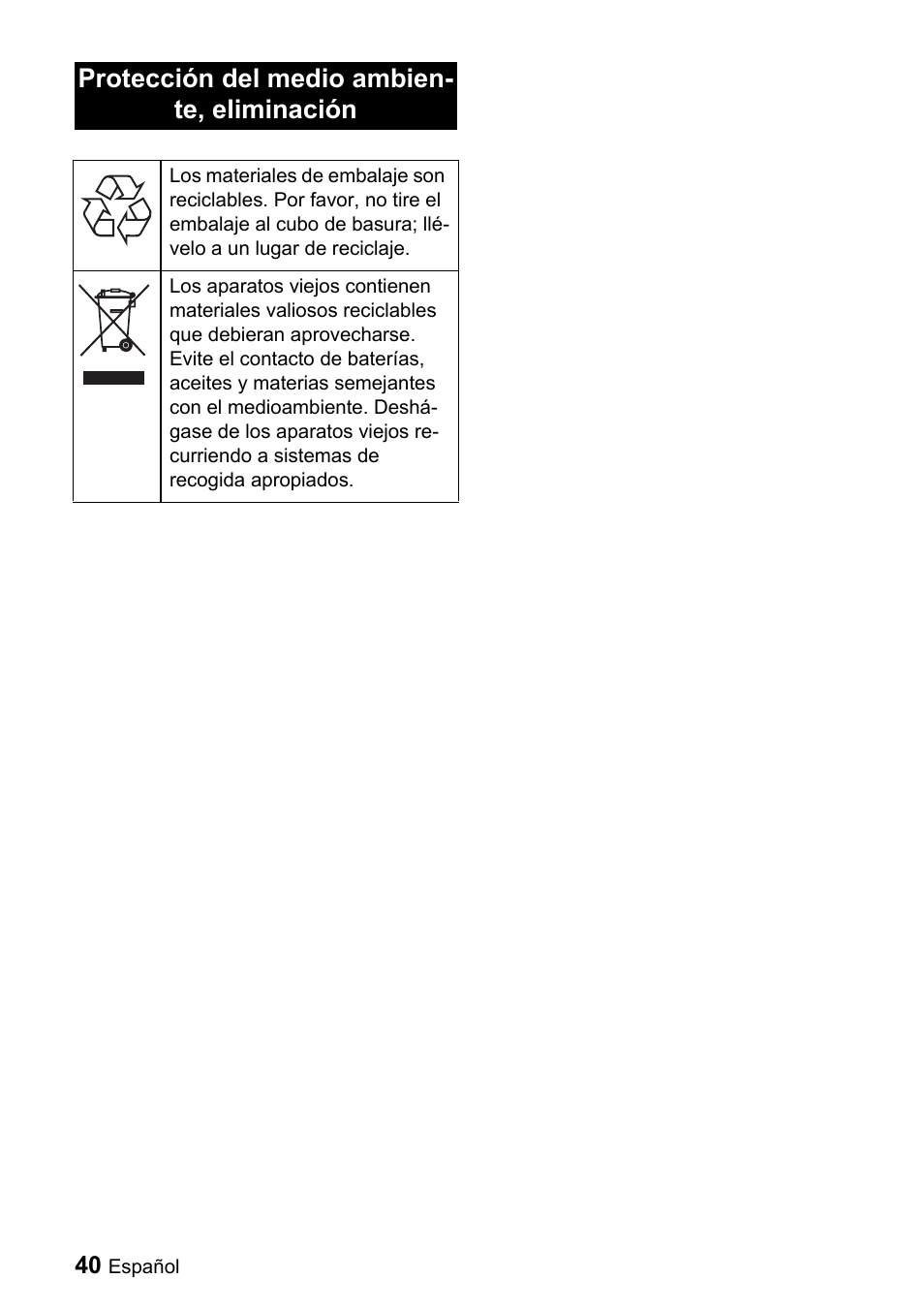 Protección del medio ambien- te, eliminación | Karcher BR 47-35 ESC EU User Manual | Page 40 / 56