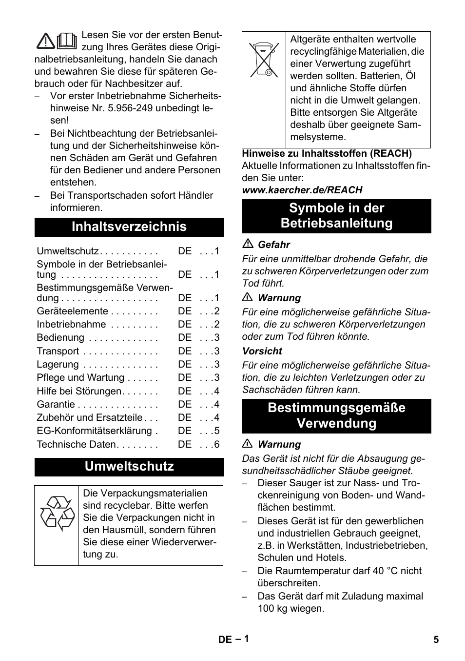 Karcher NT 70-2 Tc User Manual | Page 5 / 176