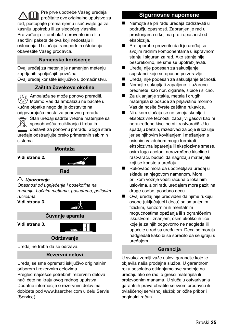 Karcher S 550 User Manual | Page 25 / 32