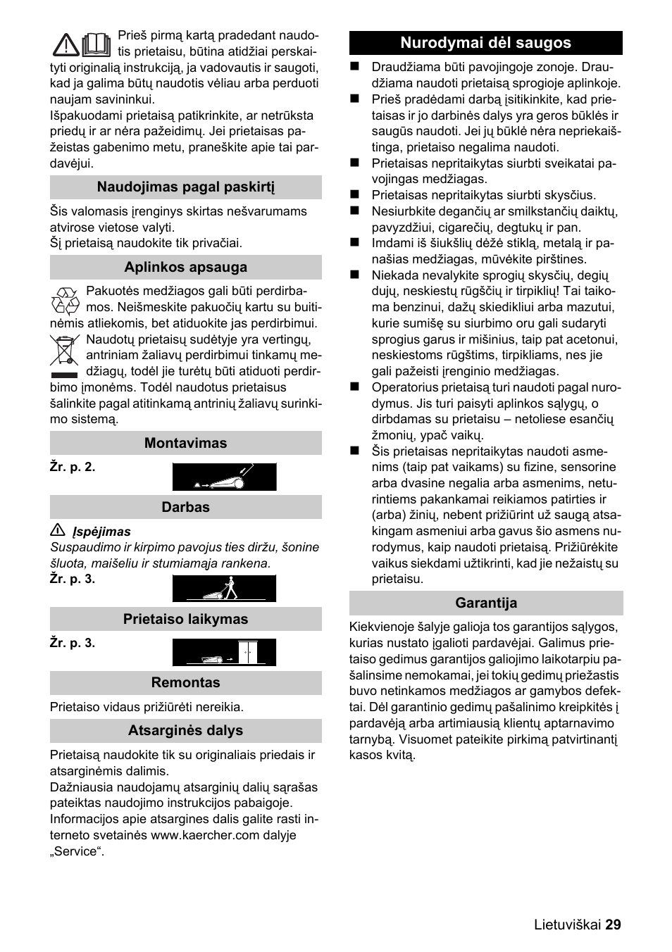 Karcher S 550 User Manual | Page 29 / 32