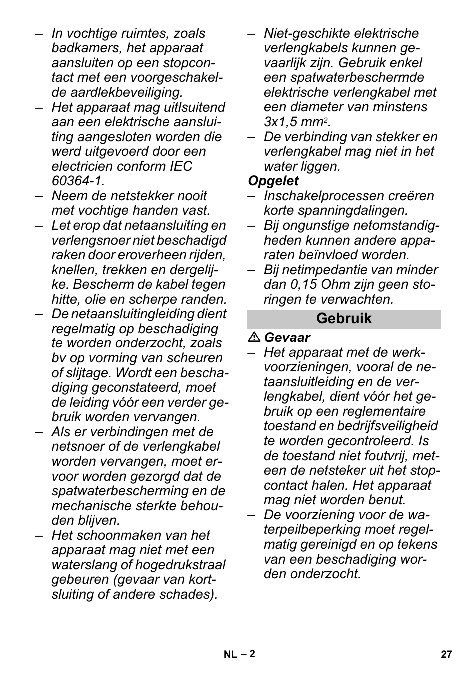 Gebruik | Karcher SGV 8-5 User Manual | Page 27 / 156