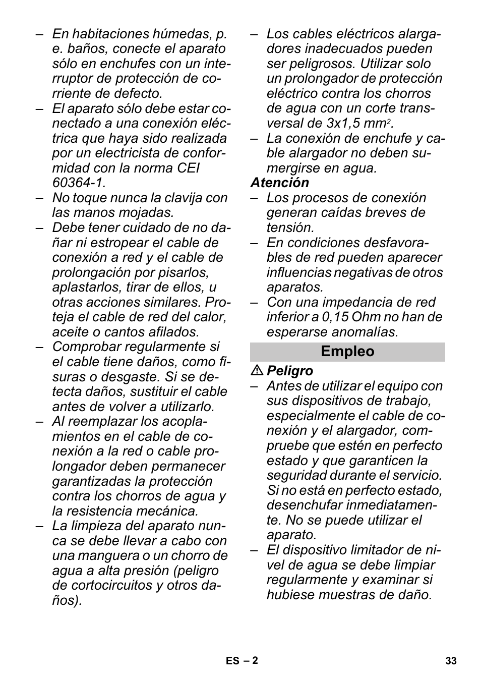 Empleo | Karcher SGV 8-5 User Manual | Page 33 / 156