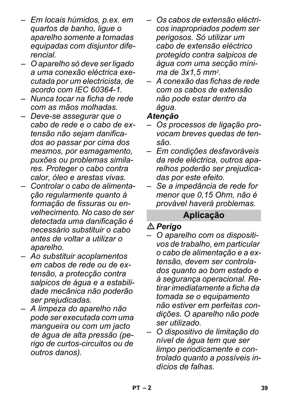 Aplicação | Karcher SGV 8-5 User Manual | Page 39 / 156