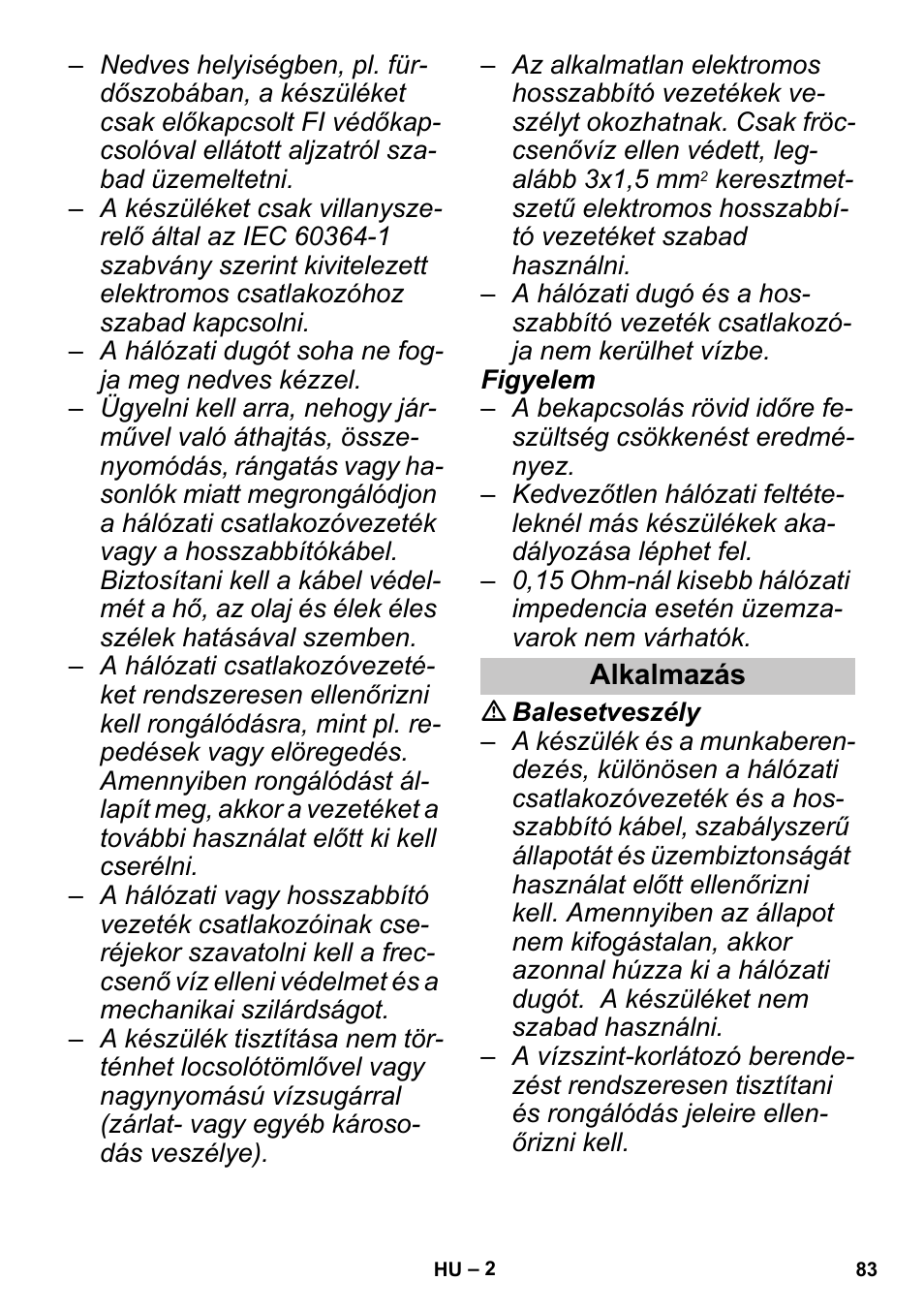 Alkalmazás | Karcher SGV 8-5 User Manual | Page 83 / 156