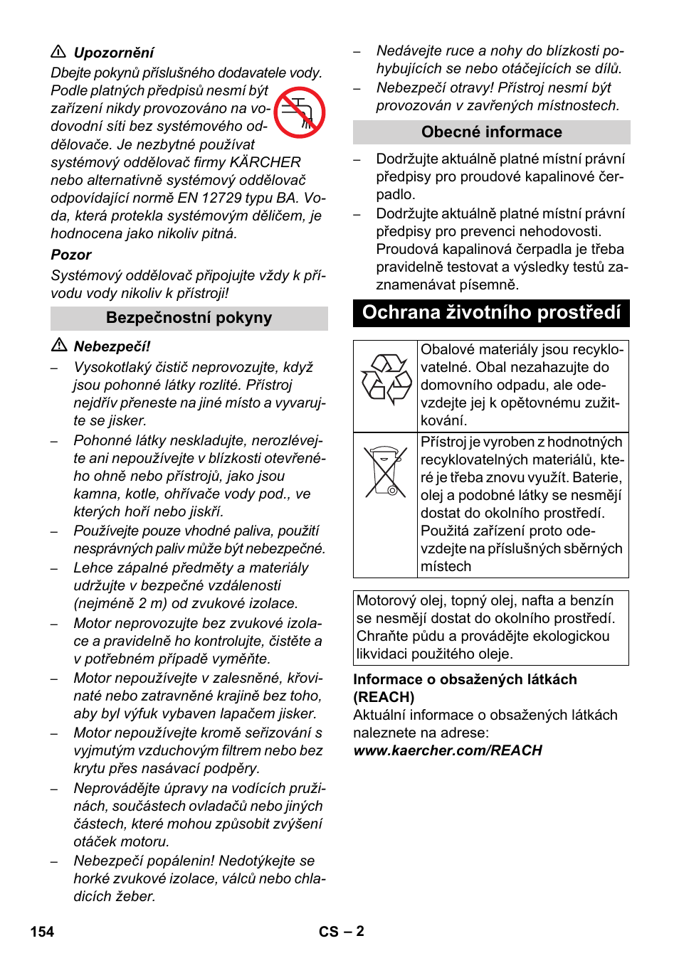 Ochrana životního prostředí | Karcher HD 1040 B Cage User Manual | Page 154 / 264