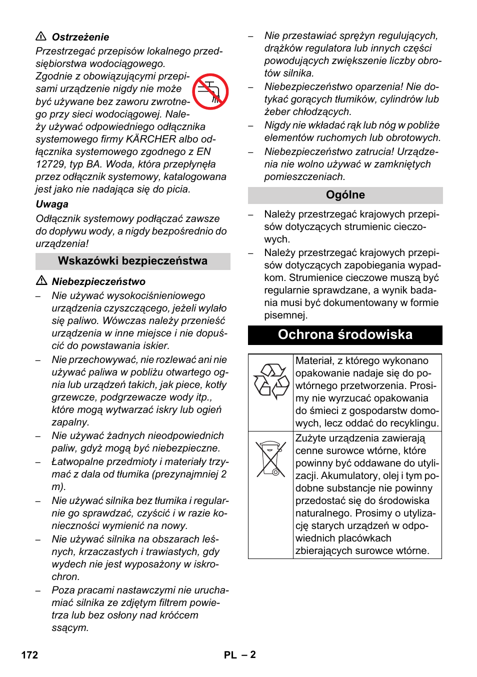 Ochrona środowiska | Karcher HD 1040 B Cage User Manual | Page 172 / 264