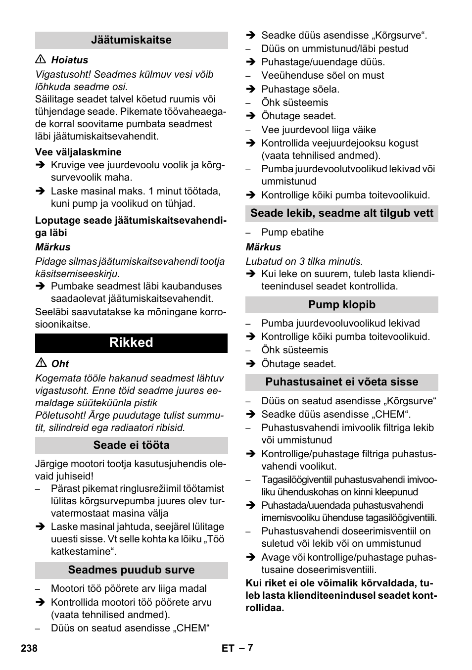 Rikked | Karcher HD 1040 B Cage User Manual | Page 238 / 264