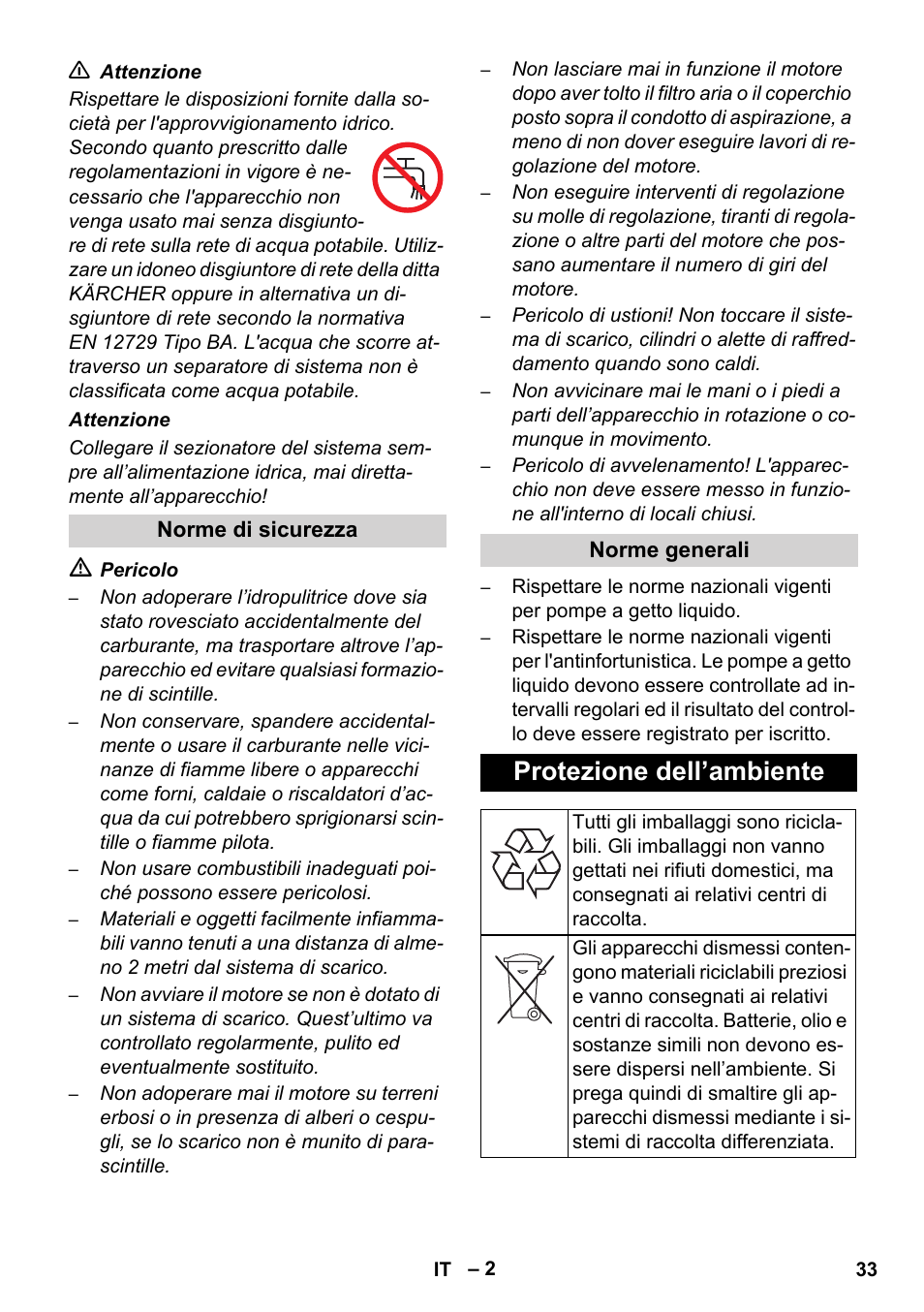 Protezione dell’ambiente | Karcher HD 1040 B Cage User Manual | Page 33 / 264