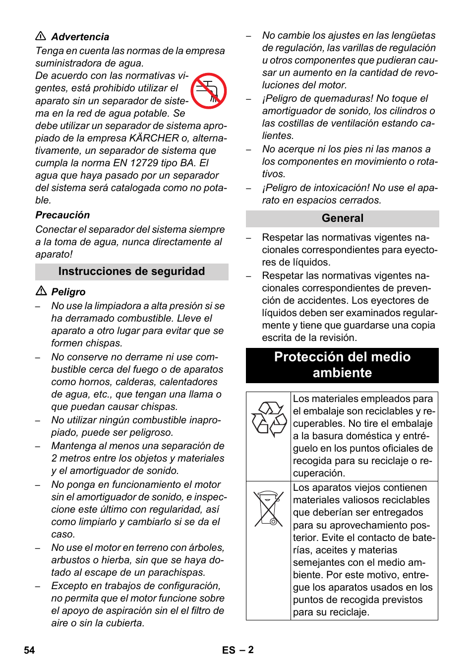 Protección del medio ambiente | Karcher HD 1040 B Cage User Manual | Page 54 / 264