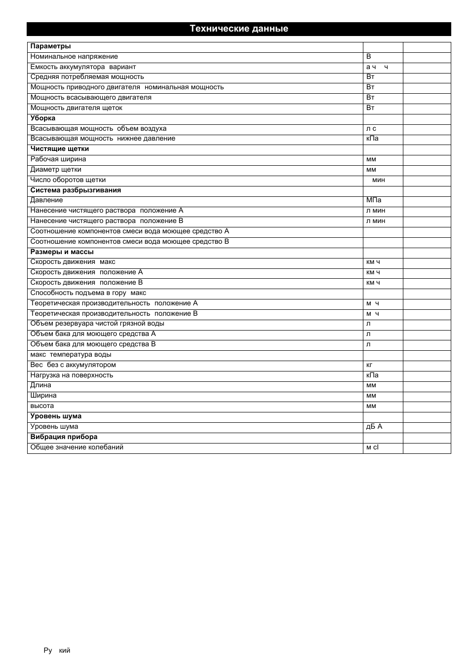 Технические данные | Karcher BRC 50-70 W Bp User Manual | Page 108 / 209