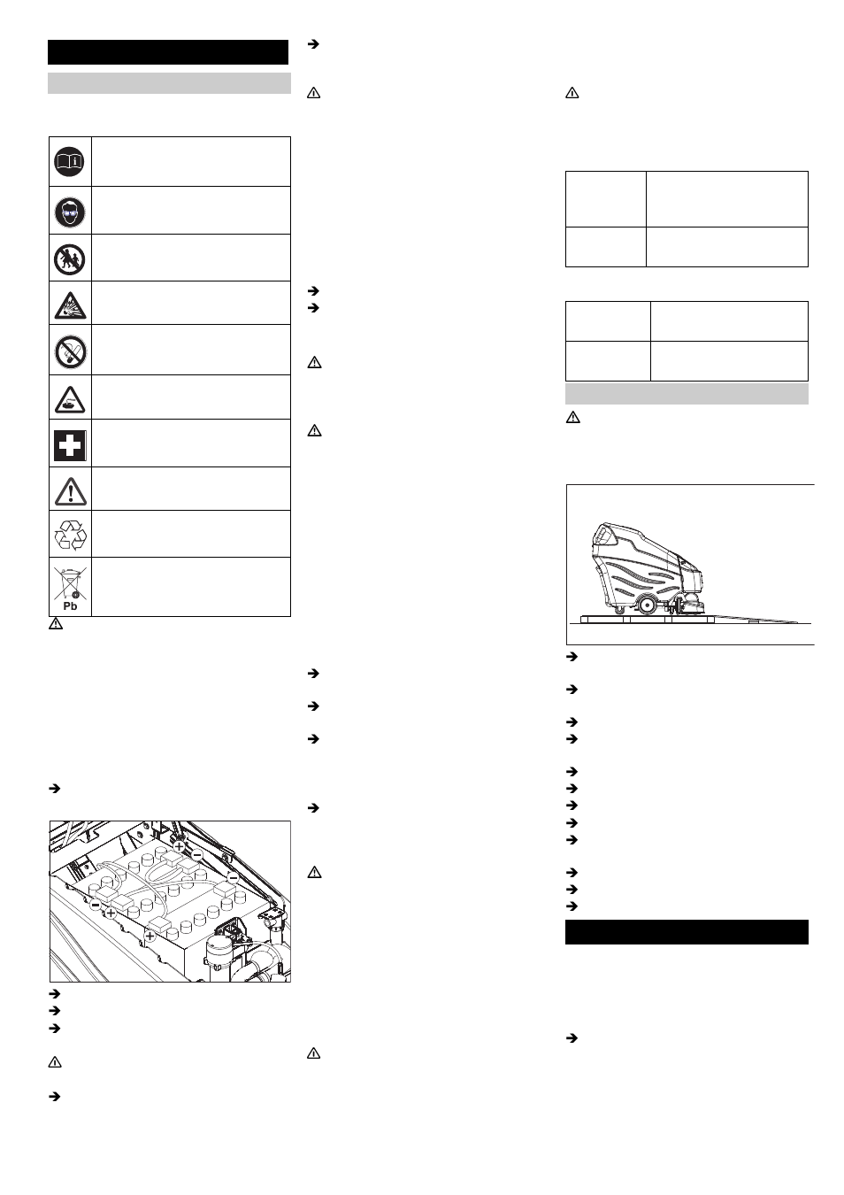 Före ibruktagande, Drift | Karcher BRC 50-70 W Bp User Manual | Page 74 / 209