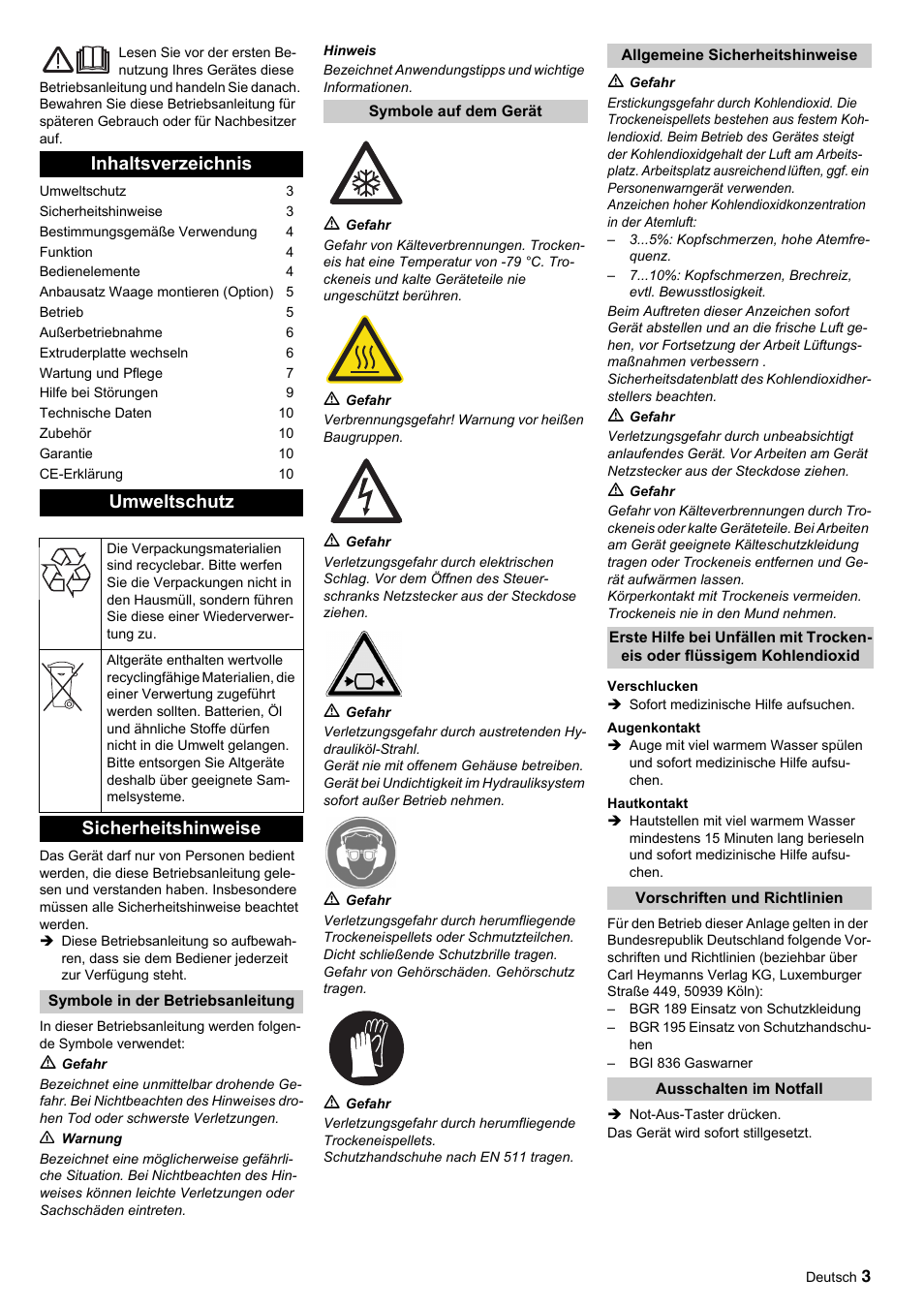 Inhaltsverzeichnis umweltschutz, Sicherheitshinweise | Karcher IP 120 User Manual | Page 3 / 157
