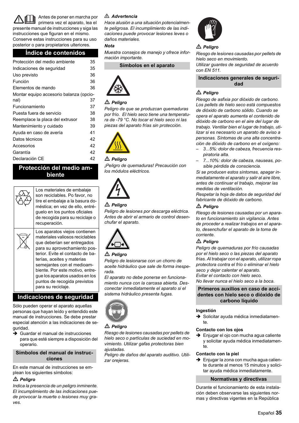 Indicaciones de seguridad | Karcher IP 120 User Manual | Page 35 / 157
