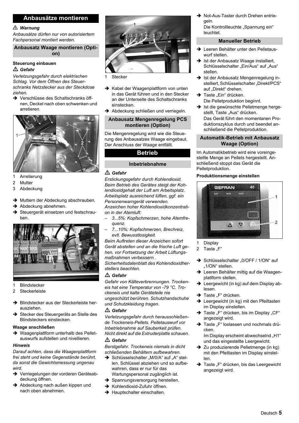 Anbausätze montieren, Betrieb | Karcher IP 120 User Manual | Page 5 / 157