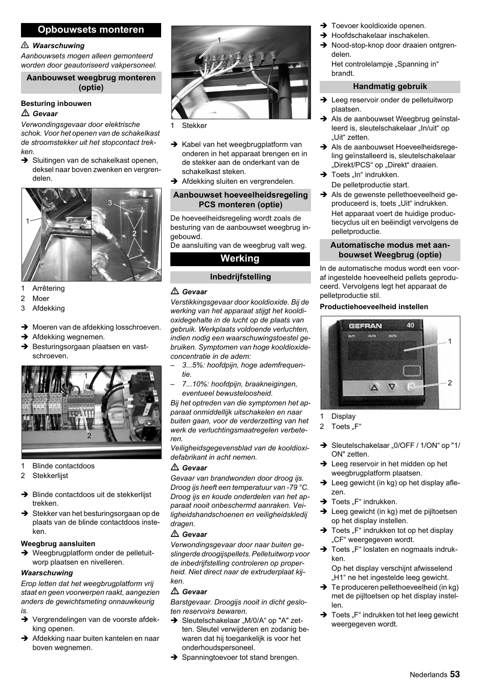 Opbouwsets monteren, Werking | Karcher IP 120 User Manual | Page 53 / 157