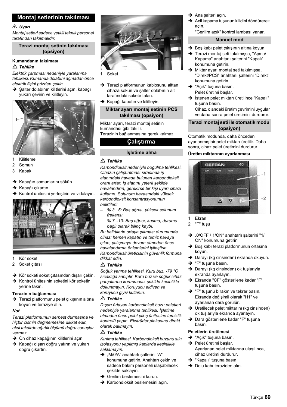 Montaj setlerinin takılması, Çalıştırma | Karcher IP 120 User Manual | Page 69 / 157