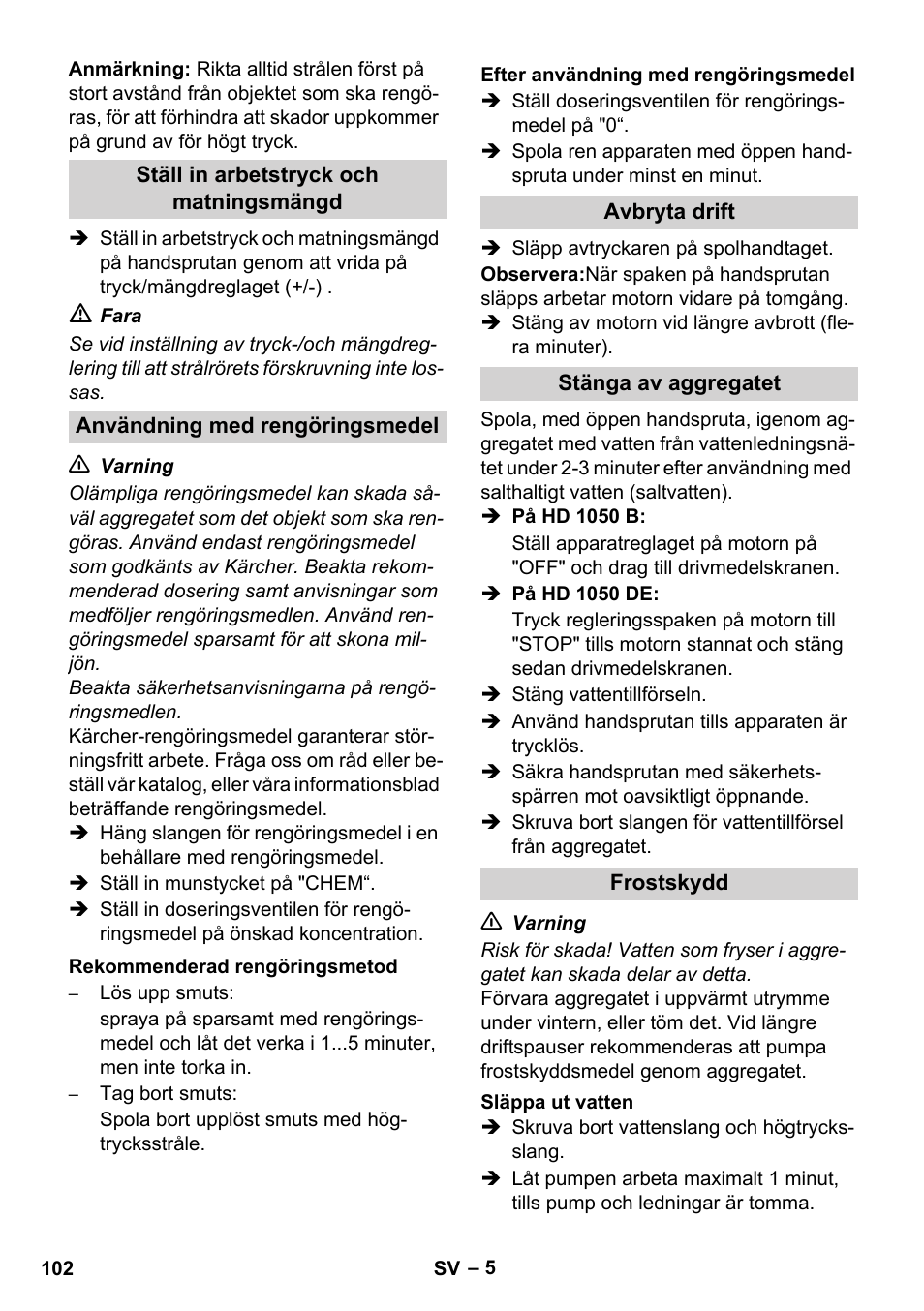 Karcher HD 1050 B User Manual | Page 102 / 276