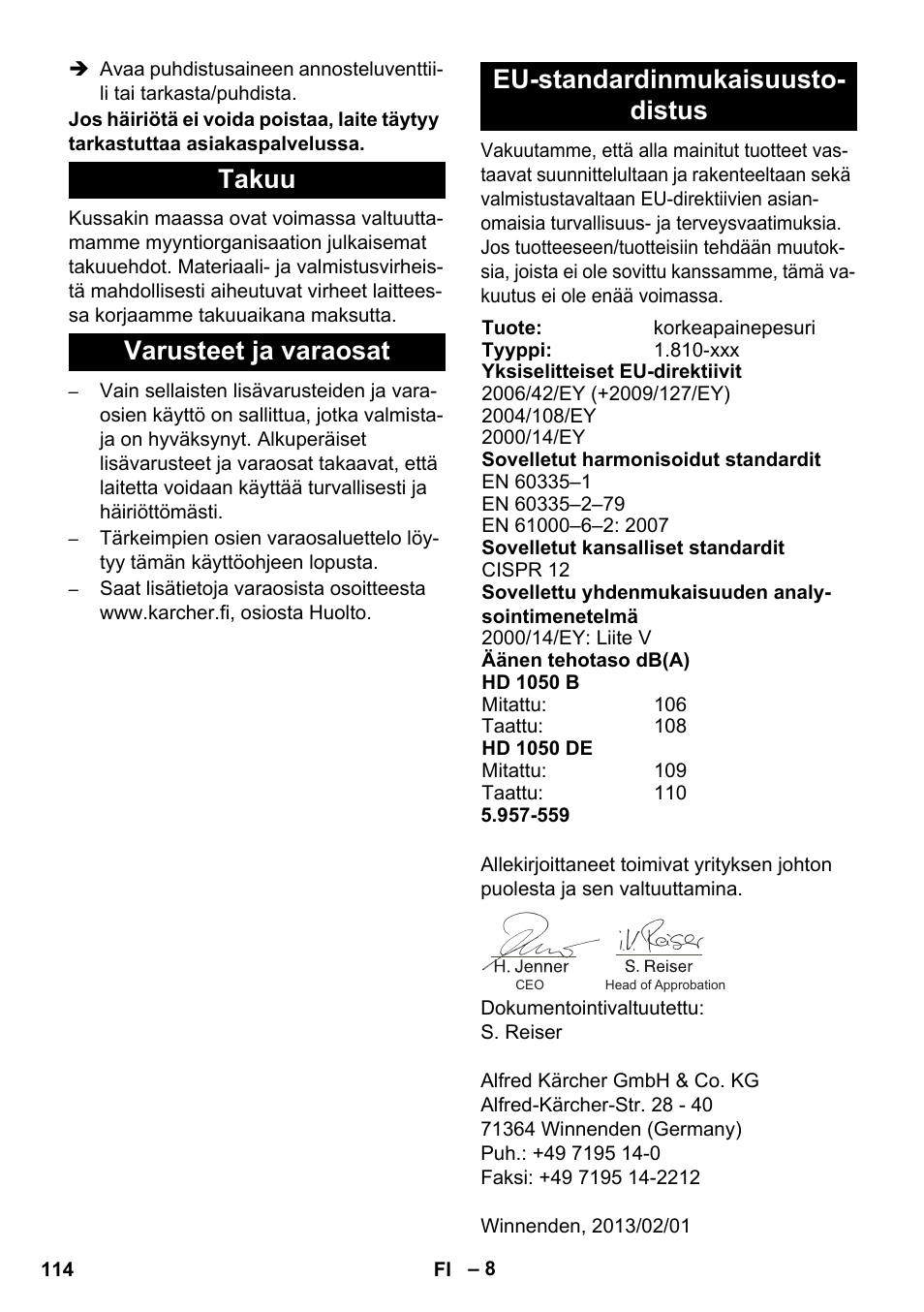 Karcher HD 1050 B User Manual | Page 114 / 276