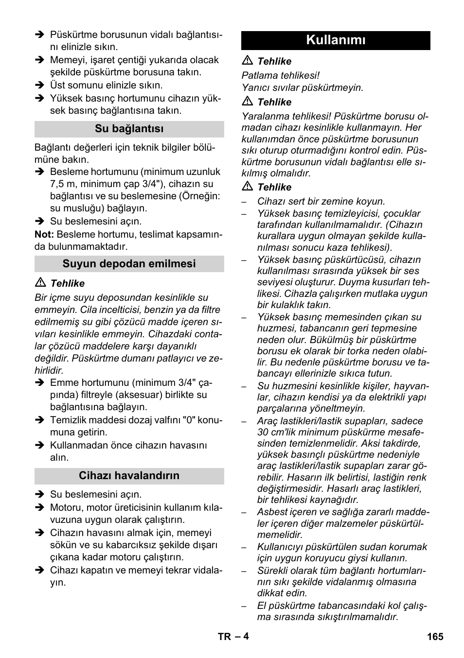 Kullanımı | Karcher HD 1050 B User Manual | Page 165 / 276