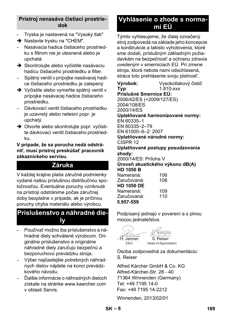 Karcher HD 1050 B User Manual | Page 189 / 276