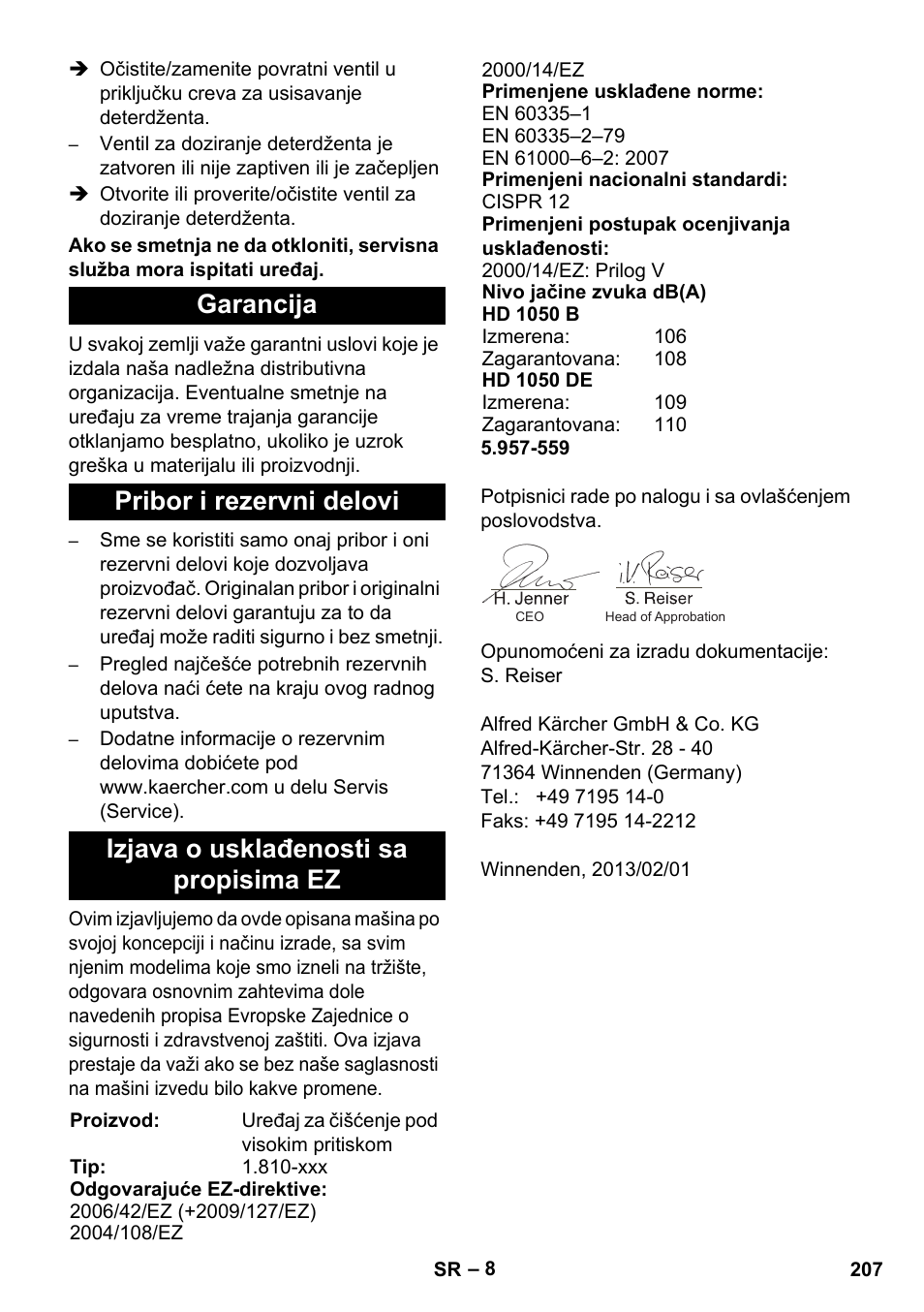 Karcher HD 1050 B User Manual | Page 207 / 276