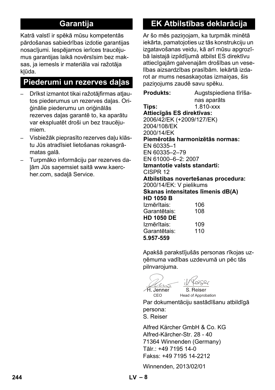 Karcher HD 1050 B User Manual | Page 244 / 276