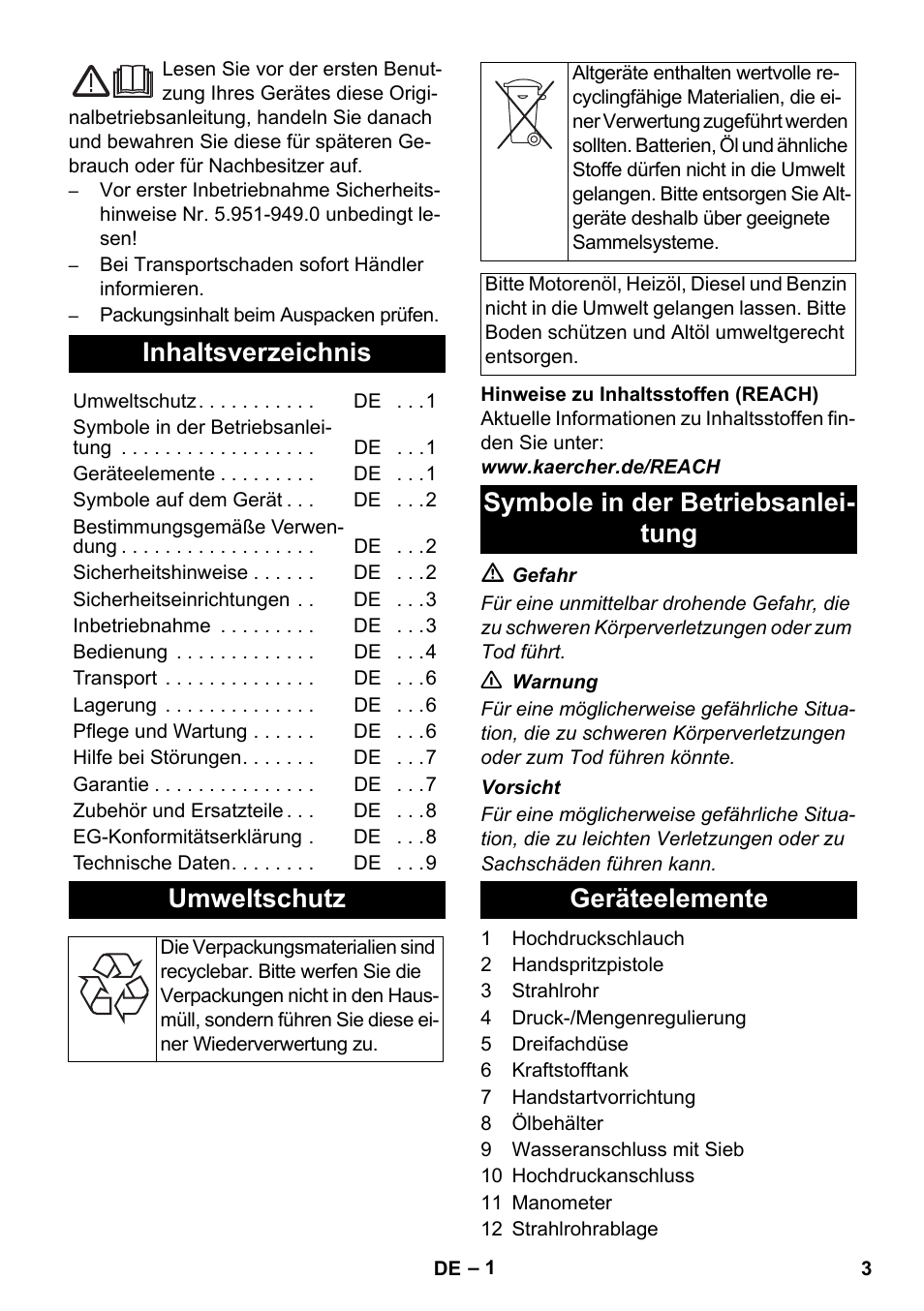 Karcher HD 1050 B User Manual | Page 3 / 276