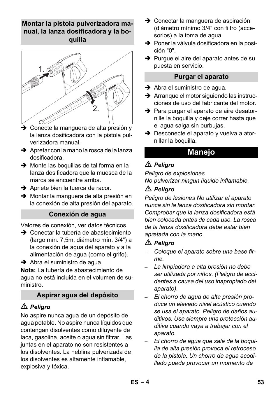 Manejo | Karcher HD 1050 B User Manual | Page 53 / 276