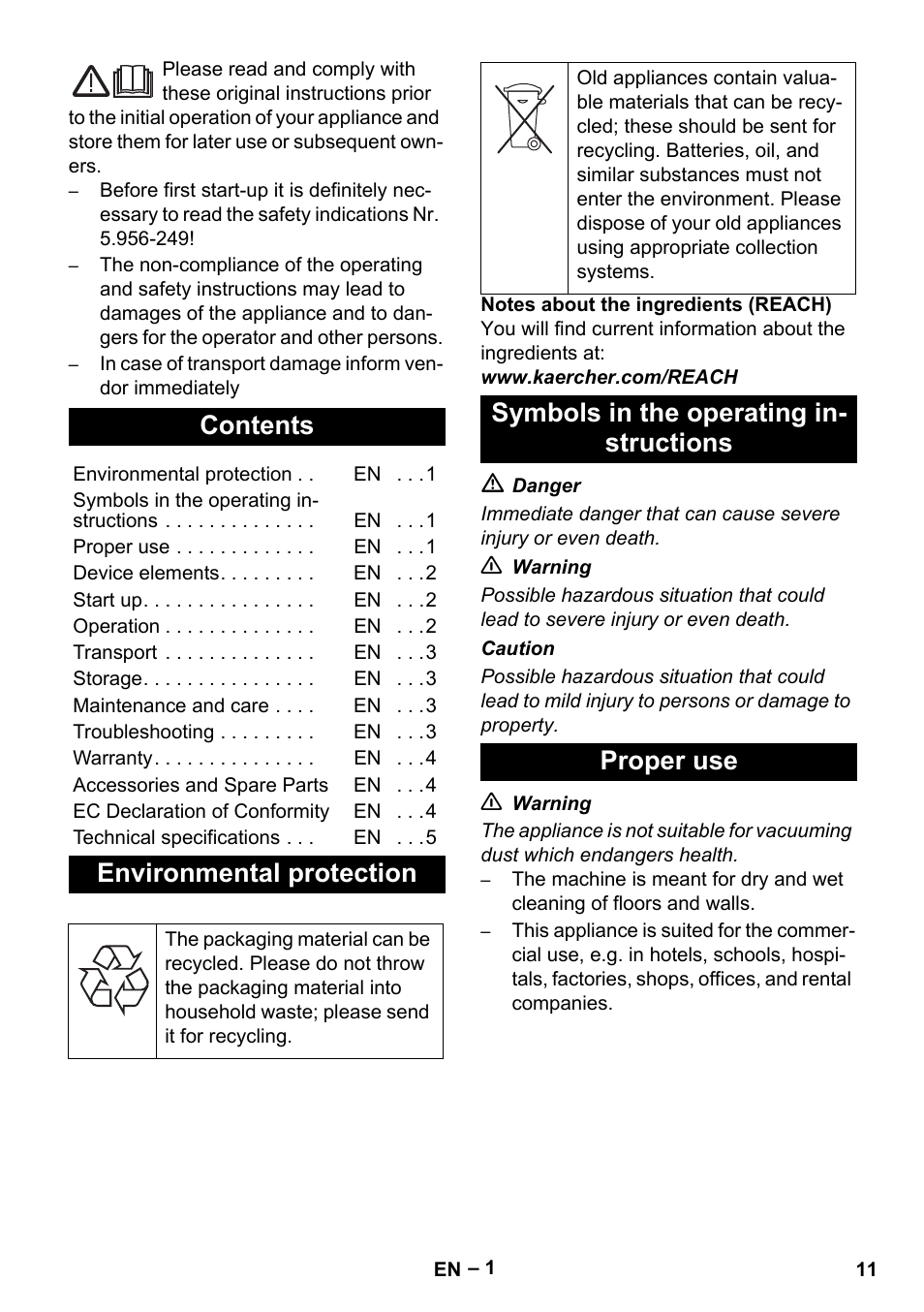 Karcher NT 48-1 User Manual | Page 11 / 144