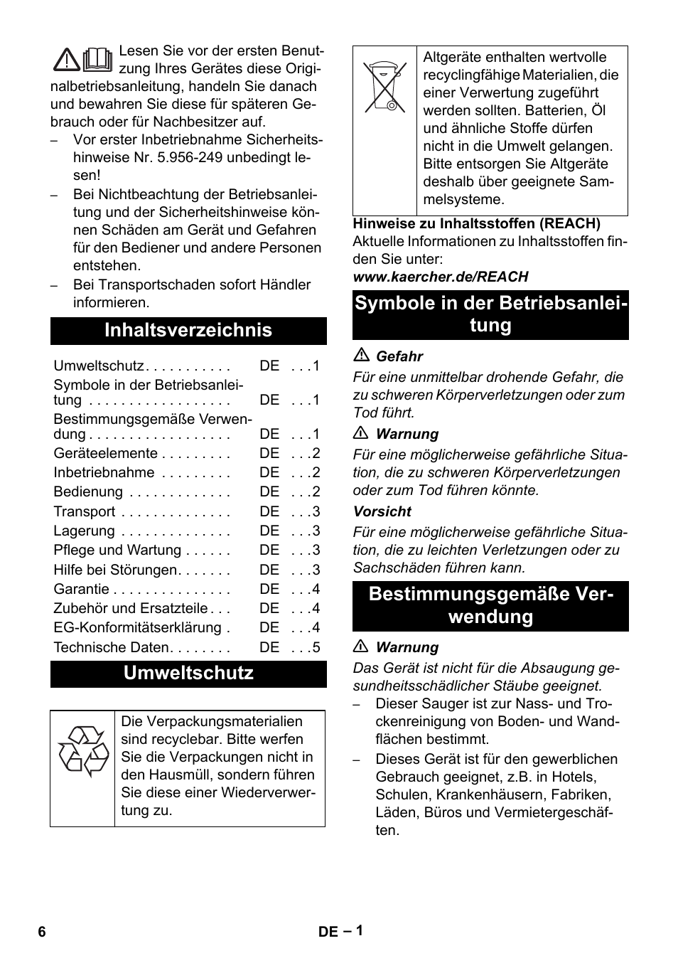 Karcher NT 48-1 User Manual | Page 6 / 144