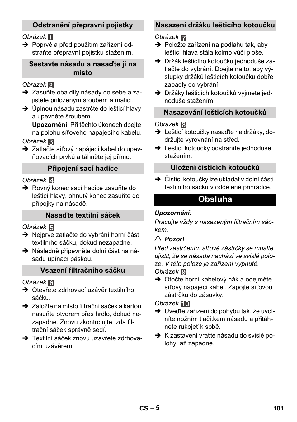 Obsluha | Karcher FP 303 User Manual | Page 101 / 188