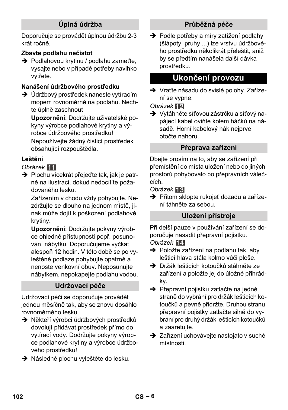 Ukončení provozu | Karcher FP 303 User Manual | Page 102 / 188