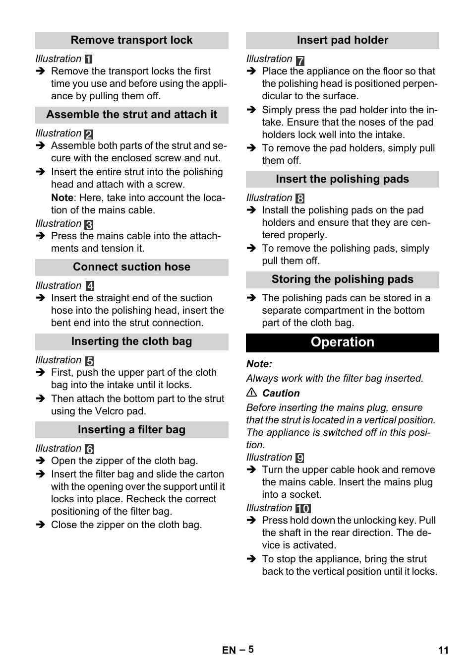 Operation | Karcher FP 303 User Manual | Page 11 / 188