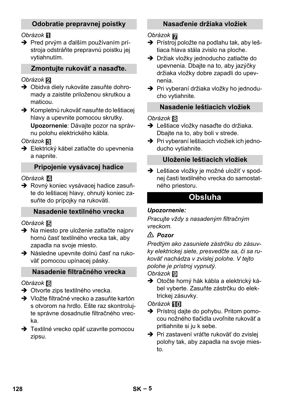 Obsluha | Karcher FP 303 User Manual | Page 128 / 188
