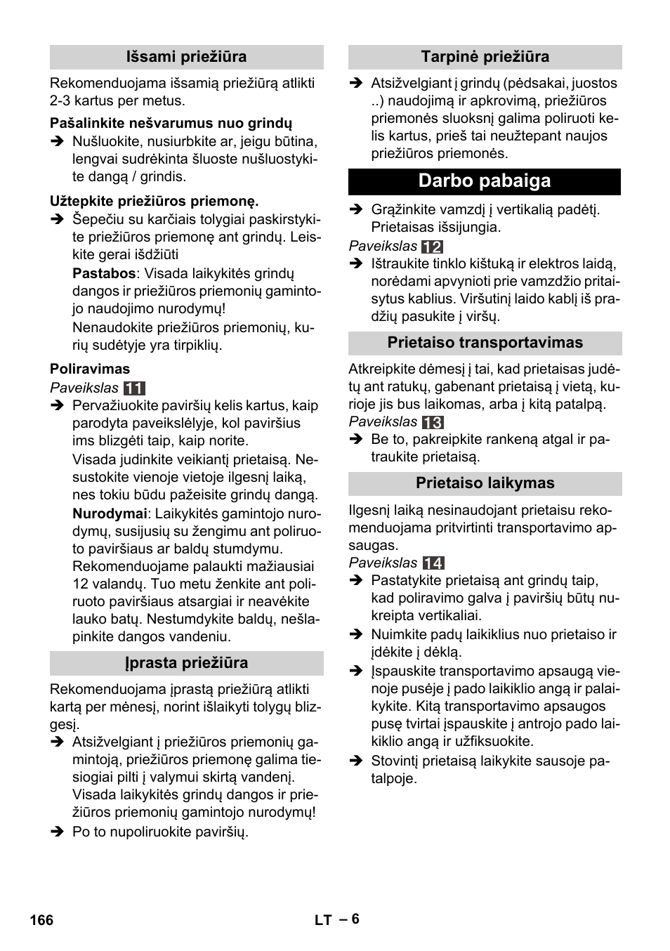 Darbo pabaiga | Karcher FP 303 User Manual | Page 166 / 188