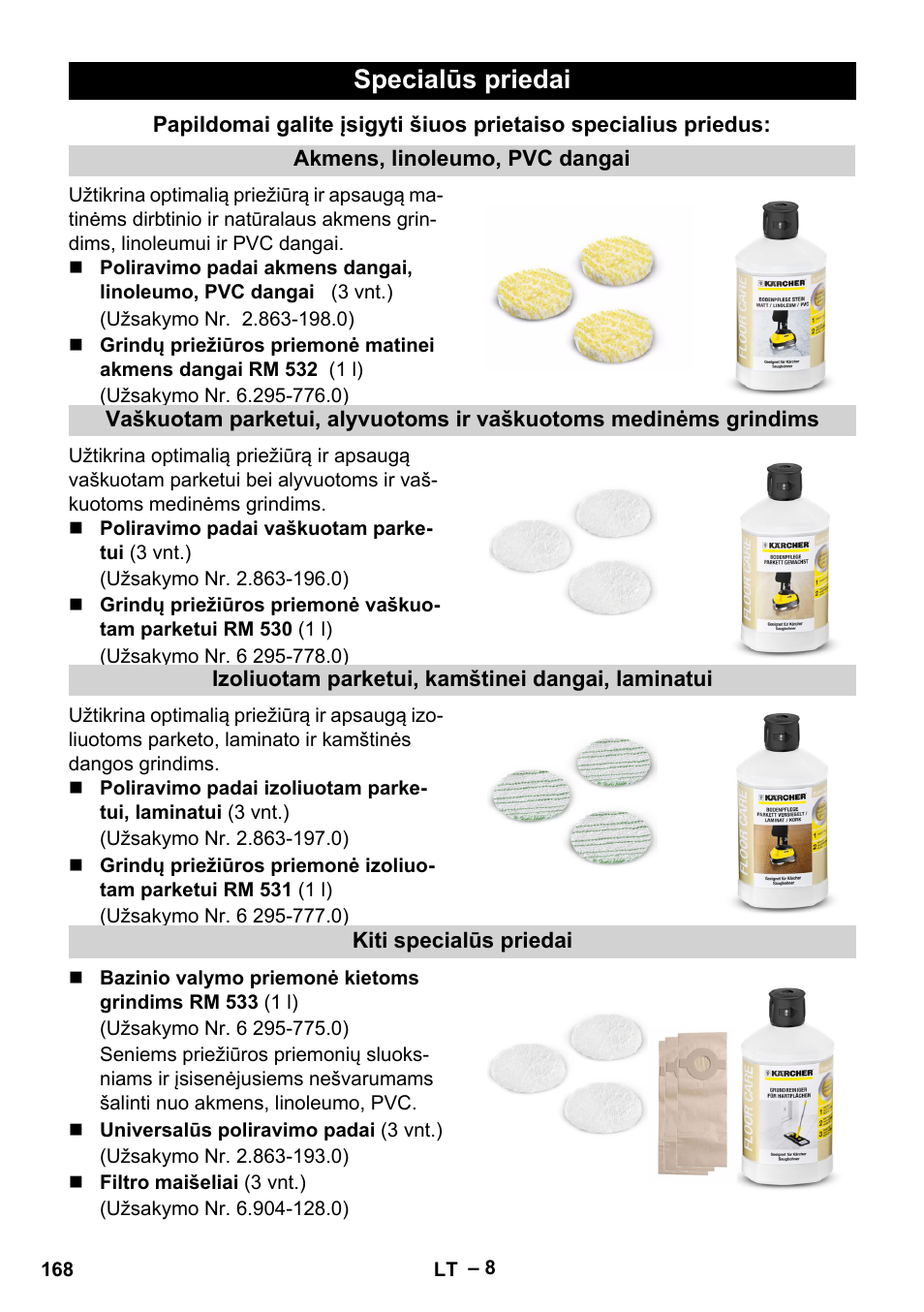 Specialūs priedai | Karcher FP 303 User Manual | Page 168 / 188